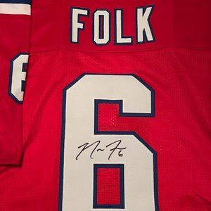 Nick Folk New England Patrots autographed Custom Football Jersey JSA W coa